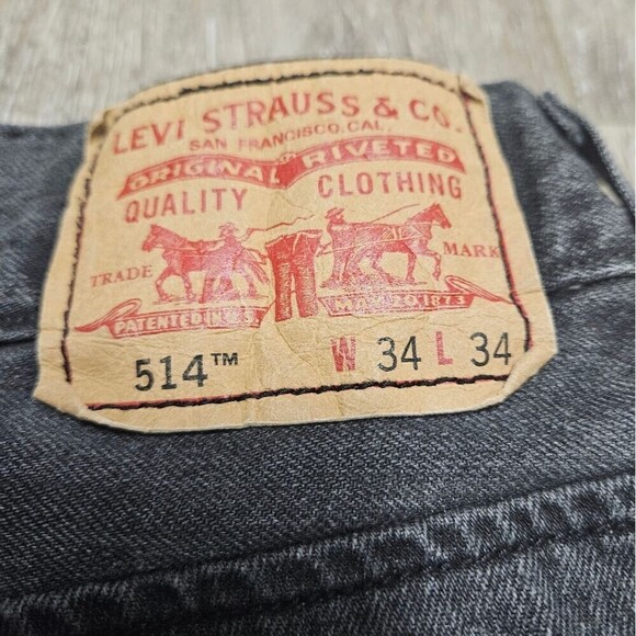 Levi’s Vintage Y2K 514 Slim Straight Button Pocket Grey Washed Denim Men’s 34 - Picture 7 of 12